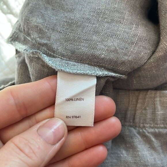J Jill 100% Linen Pull on Elastic Waist Crop Ankle Pant Womens Small Petite Gray - Picture 7 of 10